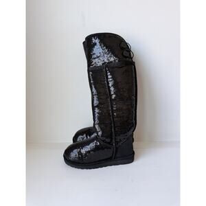 UGG Bailey Button Black Sequin Sparkle Over The Knee Boots Size 8